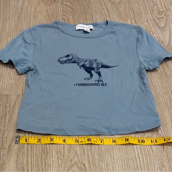Topshop Tyrannosaurus Rex Blue Grey Baby Tee Size 2 - Picture 4 of 4